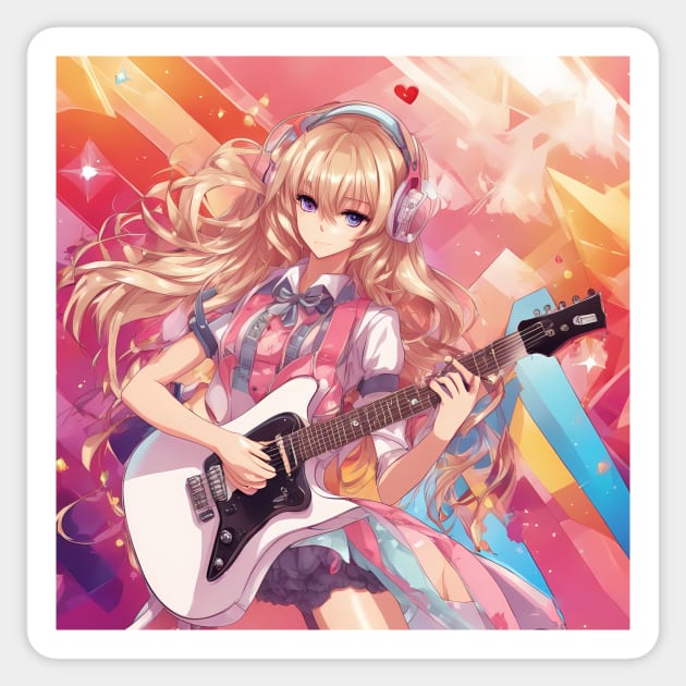 Vintage Artistic Guitar Sticker by animegirlnft